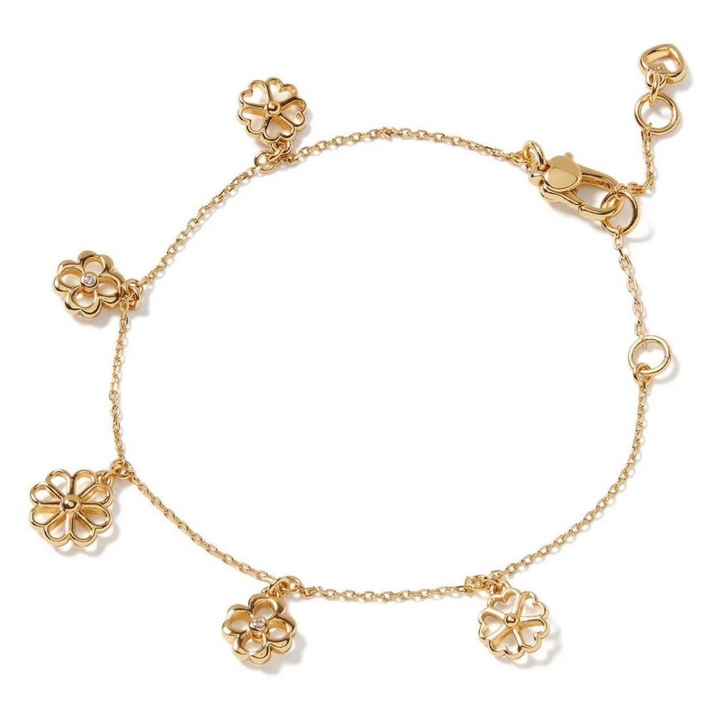 $78 Kate Spade spade floral charm bracelet gold-tone